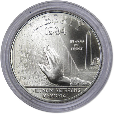 Vietnam Veterans Memorial Commemorative 1994 W BU Uncirculated 90% Silver $1 Cover