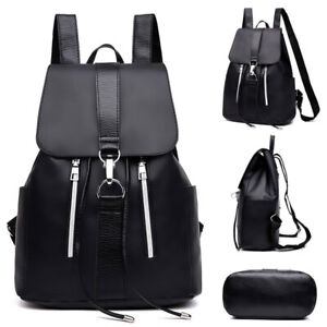 Ladies Girls Black Backpack PU Leather Shoulder School Bag Travel Rusksack