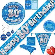 Blue Age 80th & Happy Birthday Party Decorations Buntings Balloons Banner Swirls