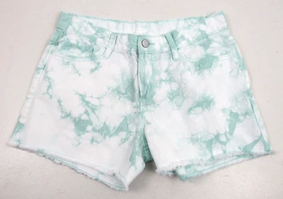 Old Navy Mid-Rise Girl's Size 16 White & Green Tie-Dye Denim Cut-Off Shorts - Image 1 of 4