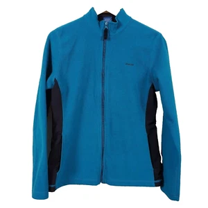 Reebok Long Sleeve Sweater Womans Medium Turquoise Black Full Zip - Picture 1 of 6