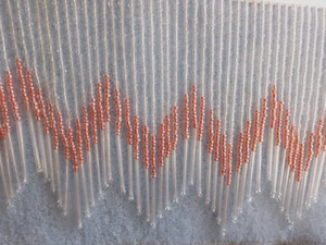 Coral/Crystal glass beaded fringe with a clear 1 1/4" bugle at the bottom - Picture 1 of 2