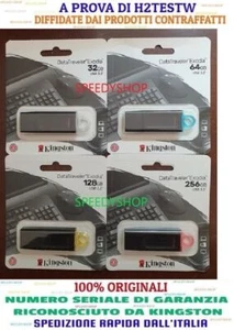 PENDRIVE PENNETTA KINGSTON 32 64 128 256 GB USB 3.0 3.1 3.2 MEMORIA CHIAVETTA - Foto 1 di 6