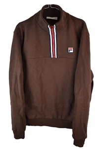 FILA Brown High Neck Jumper size M Mens 1/4 Zip Pullover Casual Outdoors - Picture 1 of 8