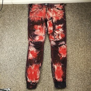 PRPS Jeans Splatter Print Mens Red Black Splatter Savoy Fit Jogger 36x34 - Picture 1 of 11