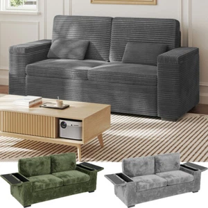 2 Sitzer Sofa Gepolstert Couch mit Armlehnen Stauraum Doppelsofa Lounge-Sofa Neu - Bild 1 von 47