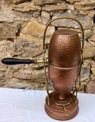 Cafetière france paris  vintage en cuivre martelé  déco samovar ancien - Photo 1/4