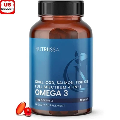 Omega-3 2000 mg. mezcla de aceite krill aceite de bacalao y salmón 1175 mg Omega-3s EPA, DHA y DPA Foto 1 de 4
