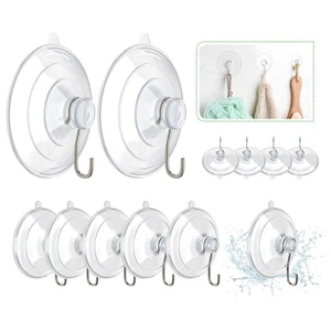 HangerSpace Suction Cup Hooks, 12 Packs Combo Set Clear PVC Suction Cups with... - Picture 1 of 7