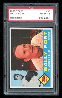 1960 Topps #13 Wally Post PSA 8 - Image 1 of 2