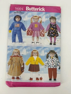 Ropa para muñeca Butterick 5604 patrón de costura talla única regreso al cole Foto 1 de 2