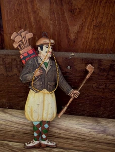 Vintage Golfer Christmas Ornament Argyle Socks Santa Man Club O13 - Picture 1 of 2