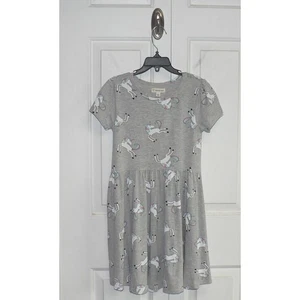 Tucker + Tate Girls Print Short Sleeve Dress in Grey Unicorn Size 7 MSRP $35 - Picture 1 of 4