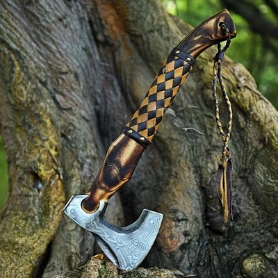 Valhalla Viking Axe – Hand-Forged Carbon Steel Throwing Axe, Hatchet w/ Sheath - Image 1 of 4