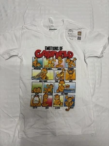 Kids YS Emotions of Garfield Men's Tops Short Sleeve Tee Shirt White - Picture 1 of 7