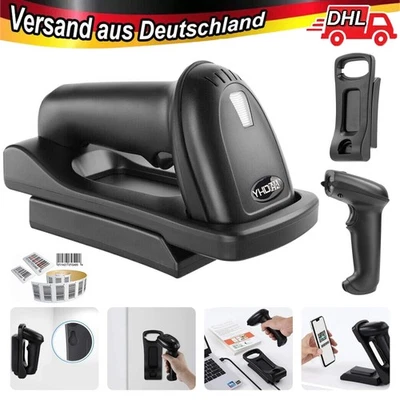 USB Handheld 2D Wireless Barcode Scanner QR Code Android Phone Scanner W/ Stand, - Bild 1 von 4