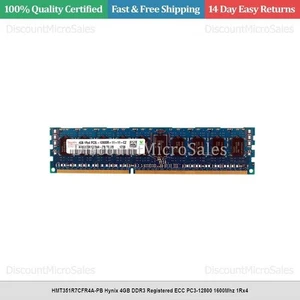 HMT351R7CFR4A-PB Hynix 4GB DDR3 Registered ECC PC3-12800 1600Mhz 1Rx4 - Picture 1 of 1