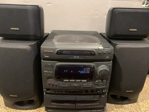 Aiwa NSX 5200 CD Stereo System Dual Cassette Karaoke w/ 4 Speakers Needs Repair - Picture 1 of 11