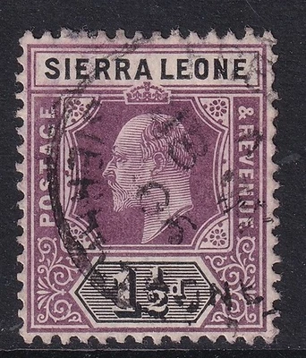 SIERRA LEONE EDVII SG88, 1½d dull purple & black, FINE USED + CDS - Cat £20. - Image 1 of 2