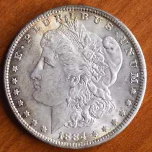 1884 Morgan Silver Dollar AU - Picture 1 of 2