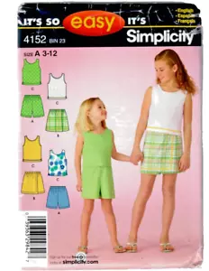 Simplicity 4152 Sewing Pattern Child/Girls Cotton / Blends Top and Shorts 3-12 - Picture 1 of 4