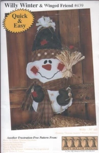 Willy Winter Hanging Snowman Stuffed Doll Pattern Primitive Folk Winged Friend - Picture 1 of 2