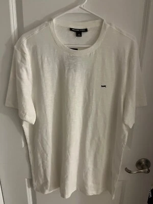 $80 Camiseta Michael Kors Para Hombre Logo Cuello Redondo Estilo de Vida Blanca Talla Grande Foto 1 de 4