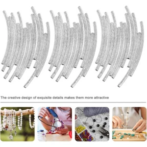 200Pcs 2x35mm Silver Platinum Color Curved Brass Tube Bar Twisted Metal Beads US - Picture 1 of 14