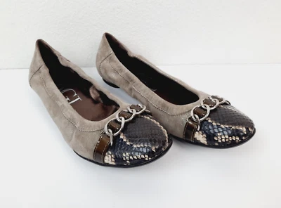 AGL Atillio Giusti Leombruni Snake Print Cap Toe Ballet Flats, US Women's Size 7 - Image 1 of 4