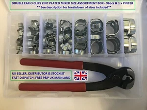 O clip kit 96pcs mixed size double ear o clips zinc plated & closing pincers - Picture 1 of 18