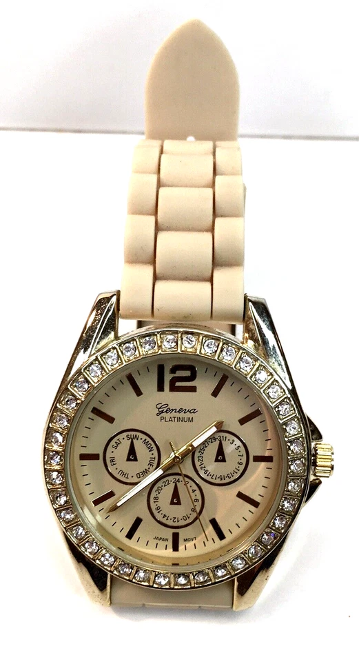 Reloj Geneva Platinum 7846 para mujer cronógrafo dorado tostado NECESITA BATERÍA Foto 1 de 4