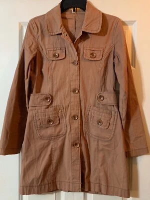 Chaqueta gabardina clásica de tul de algodón Anthropologie talla pequeña Foto 1 de 4