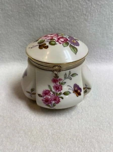 Vintage Lefton runde florale aufklappbare Schmuckschatulle - Bild 1 von 7