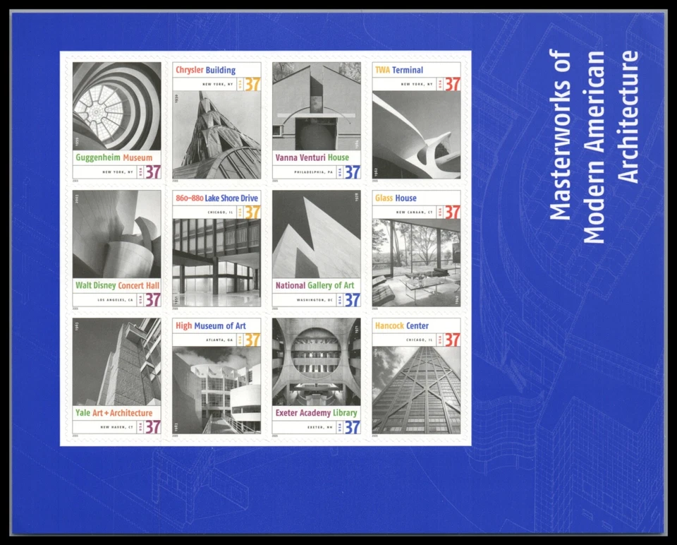 US Scott 3910 Modern American Architecture  Pane of 12 Mint NH - Image 1 of 1