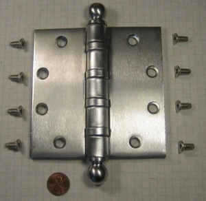 BOMMER #BB5005-450T-626 HEAVY-WT HINGE, BRASS, SATIN CHROME, 4-1/2", BALL TIP - Picture 1 of 3