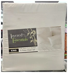 Layered Essentials 100% Rayon from Bamboo Sheets 6piece Sheet Set KING White. - Picture 1 of 4
