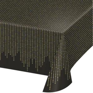 Prom VIP Celebrity Party Black Gold Table Cover Tablecloth Elegant Event Cover - Picture 1 of 1