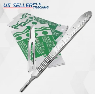 10 hojas de bisturí #15 incluye #3 mango de metal adecuado para dermaplaning, manualidades Foto 1 de 3