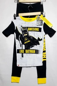Youth NWT Batman Lego 2 Piece Pajama Set Black Yellow Size 10 - Picture 1 of 8