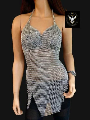 Ladies Viking Costume Chainmail Bra Top for Women - Image 1 of 4