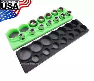 Mechanics Time Saver 1/2 Drive Magnetic Metric & SAE Shallow Socket Holder Set - Picture 1 of 7