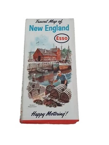 Vintage Esso Map of New England February 1963 Roads Mileages Towns USA - Picture 1 of 8