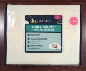 Serta Chill Nights Cream Ivory King 4 Pc Bed Sheet Set SertaRest Cooling Soft - Picture 1 of 5