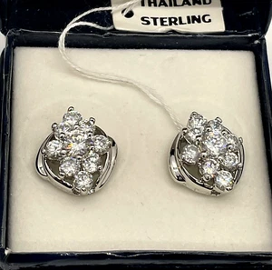 Earrings Faux Diamond Silver Plated Cubic Zirconia Fashion Costume Jewelry - Picture 1 of 4
