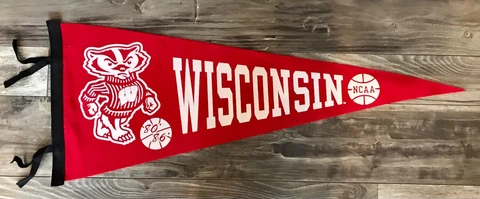 Wisconsin Badgers Basketball  Wool Felt NCAA Pennant Cover