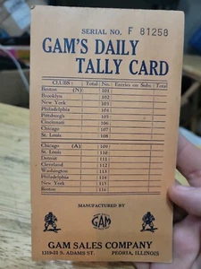 Sports Betting Gambling History Gam's Baseball Tally Card NL AL Card MLB - Picture 1 of 6