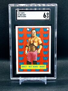 Bret The Hit Man Hart 1987 Topps WWF Vintage Wrestling Sticker #1 SGC 6