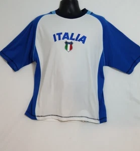 ITALIA WEISS & BLAU POLYESTER T-SHIRT GRÖSSE MEDIUM  - Bild 1 von 1
