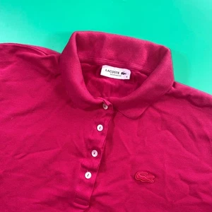 Lacoste Relaxed Fit Polo Shirt Womens Medium Red Short Sleeve - Picture 1 of 6