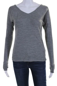 Helmut Lang Womens Wool Long Sleeve V Neck Solid Top Gray Size XS - Picture 1 of 5